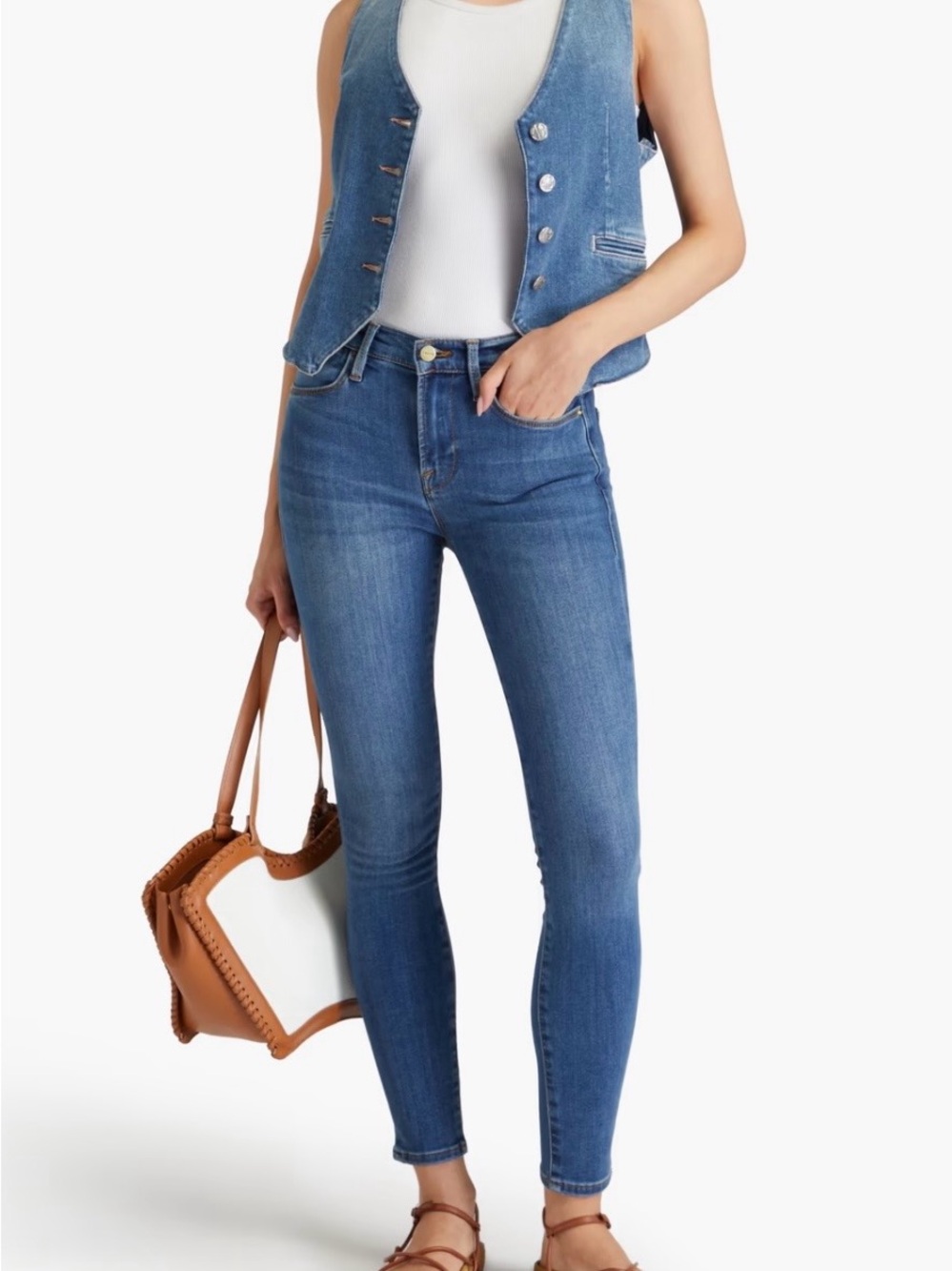 Frame Denim le High Skinny Jeans In a Blue Wash Size 27 High Rise